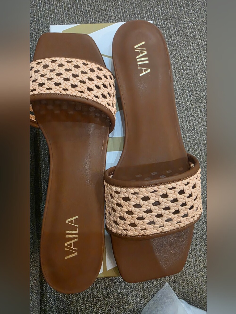 VailaVaila Daniella Flat Brown Slide Sandals
